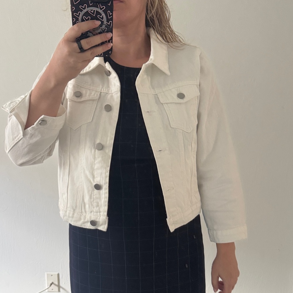 Classic White Denim Jacket for Women